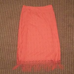 $4 for 25🌟BOHO peach pink fringe long skirt